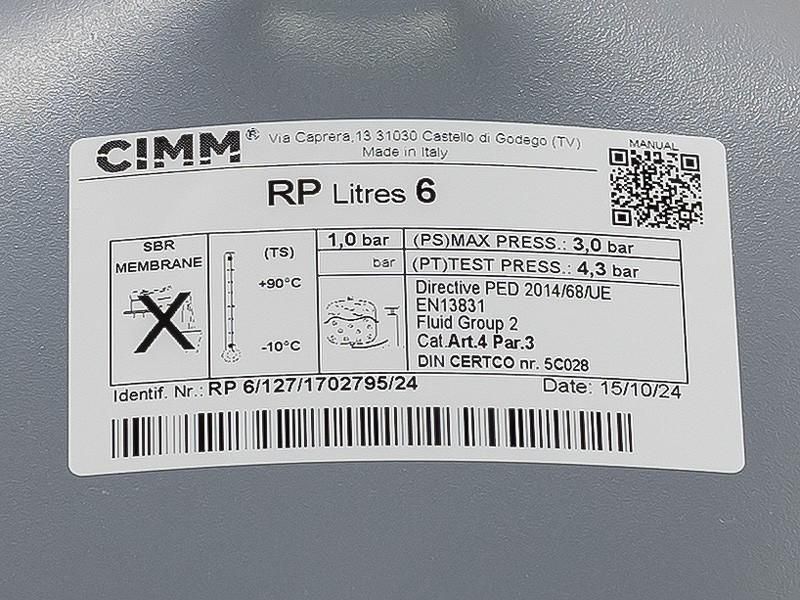 Розширювальний бак Immergas, Nobel, Sime, Unical 6 л CIMM G3/8 ➣ бокове кріплення (2.98) 910603/ISP фото