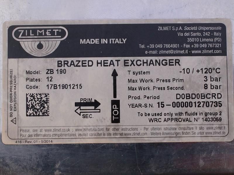 Вторичный теплообменник Vaillant Turbomax / AtmoMax (12 пластин) Zilmet (17B1901215) (45.20) 17B1901215 фото